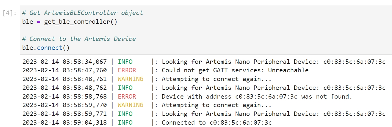 BLE connected established on Jupyter Notebook