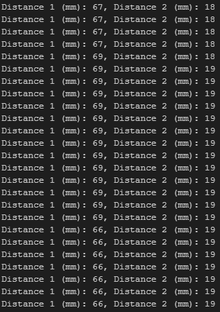 Serial monitor displaying both sensor data